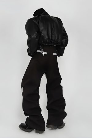 Quick Outfits, Modest Fashion Outfits Ideas Cyberpunk Patchwork Wide Leg Pants