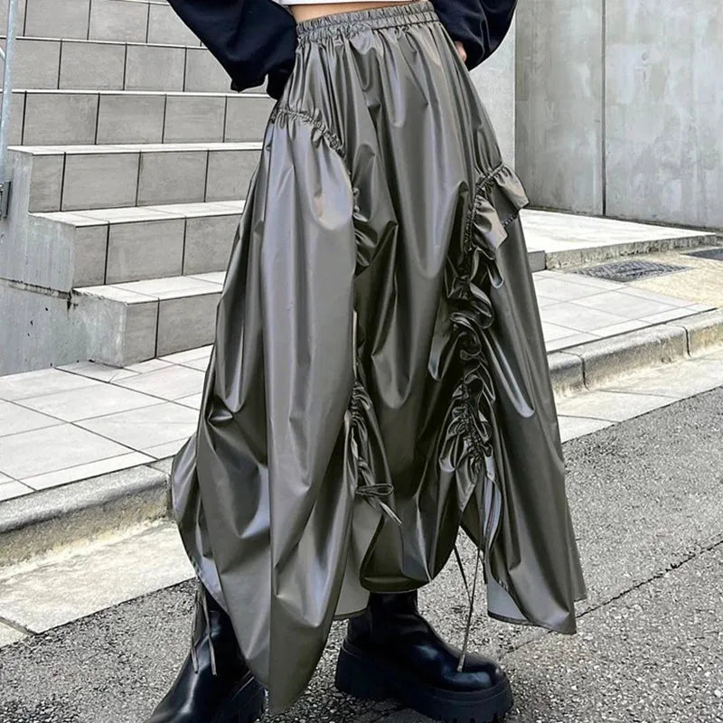 Quick Outfits, Modest Fashion Outfits Ideas Cyberpunk Ruched Parachute Maxi Skirt Quick Outfits, Modest Fashion Outfits Ideas Cyberpunk Ruched Parachute Maxi Skirt