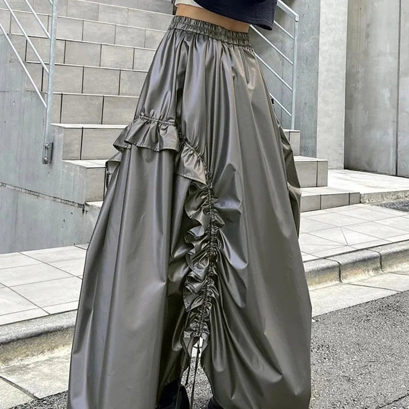 Quick Outfits, Modest Fashion Outfits Ideas Cyberpunk Ruched Parachute Maxi Skirt Quick Outfits, Modest Fashion Outfits Ideas Cyberpunk Ruched Parachute Maxi Skirt