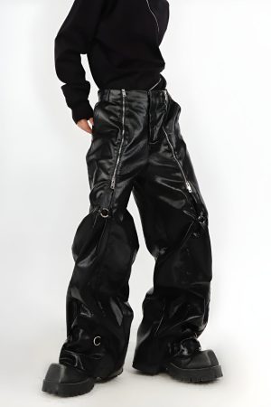 Quick Outfits, Modest Fashion Outfits Ideas Cyberpunk Zip-Up Parachute Pants