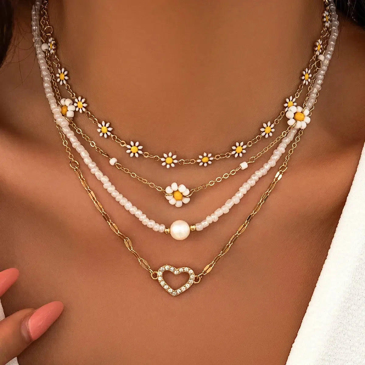 Quick Outfits, Modest Fashion Outfits Ideas Daisy & Heart Four-Pack Necklace Set Quick Outfits, Modest Fashion Outfits Ideas Daisy & Heart Four-Pack Necklace Set