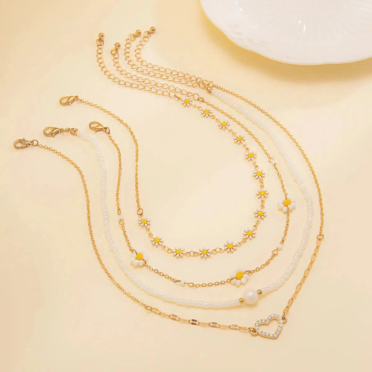 Quick Outfits, Modest Fashion Outfits Ideas Daisy & Heart Four-Pack Necklace Set Quick Outfits, Modest Fashion Outfits Ideas Daisy & Heart Four-Pack Necklace Set