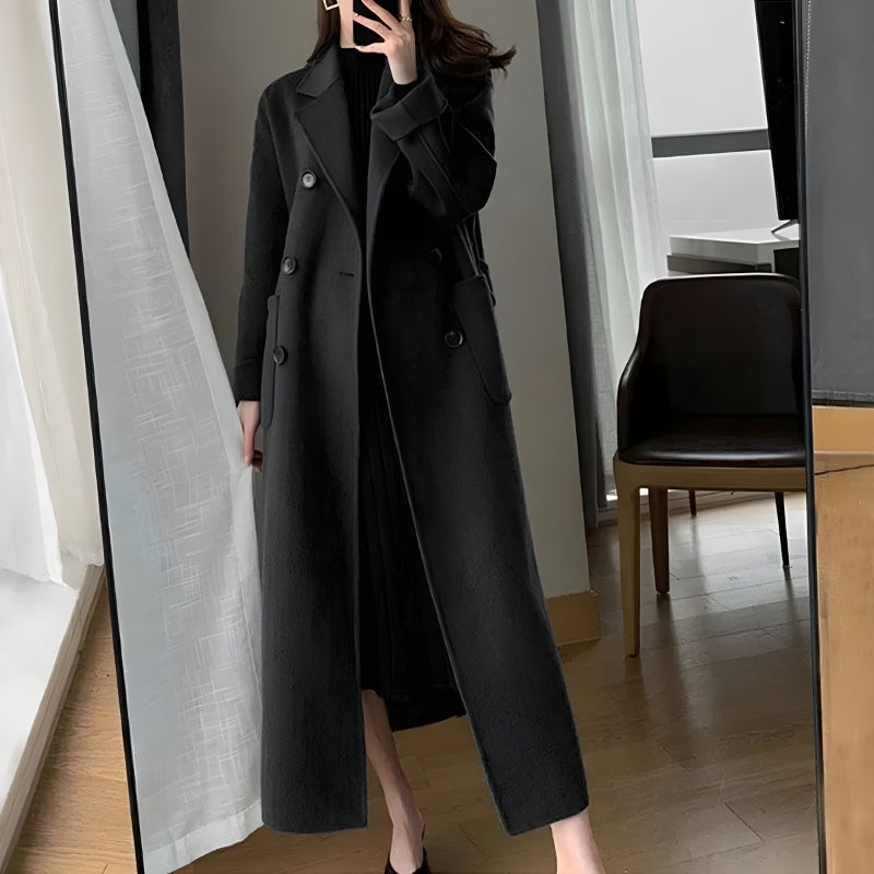 Quick Outfits, Modest Fashion Outfits Ideas Dark Academia Belted Long Coat Quick Outfits, Modest Fashion Outfits Ideas Dark Academia Belted Long Coat