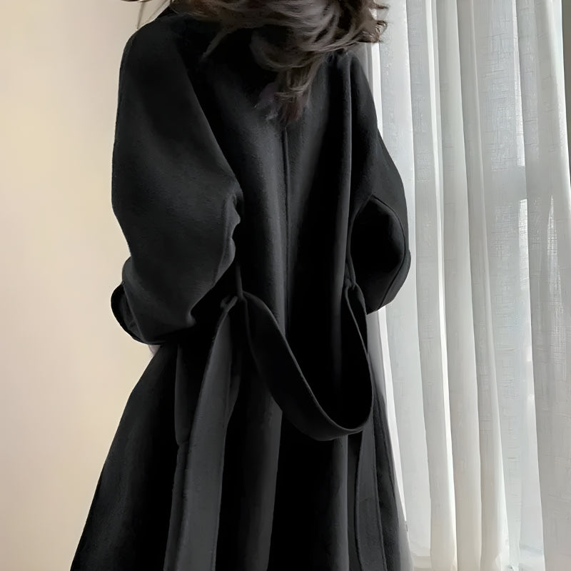 Quick Outfits, Modest Fashion Outfits Ideas Dark Academia Belted Long Coat Quick Outfits, Modest Fashion Outfits Ideas Dark Academia Belted Long Coat