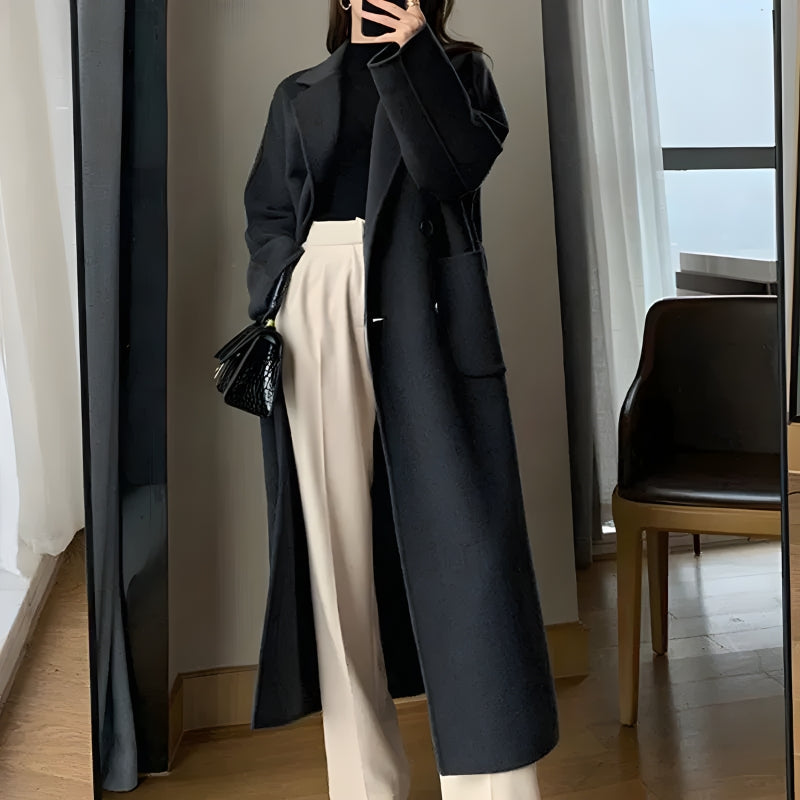 Quick Outfits, Modest Fashion Outfits Ideas Dark Academia Belted Long Coat Quick Outfits, Modest Fashion Outfits Ideas Dark Academia Belted Long Coat