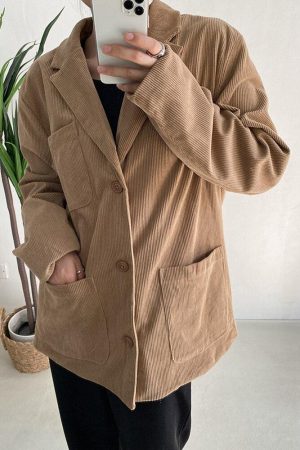 Quick Outfits, Modest Fashion Outfits Ideas Dark Academia Corduroy Long Jacket