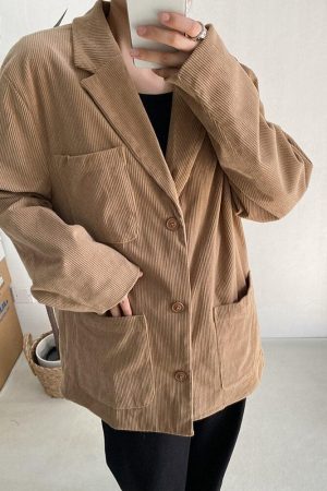 Quick Outfits, Modest Fashion Outfits Ideas Dark Academia Corduroy Long Jacket