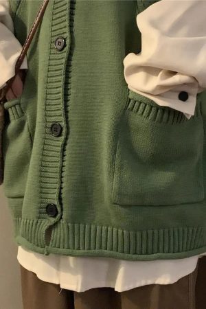 Quick Outfits, Modest Fashion Outfits Ideas Dark Academia Deep V-Neck Sleeveless Cardigan