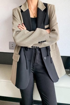 Quick Outfits, Modest Fashion Outfits Ideas Dark Academia Double Color Blazer