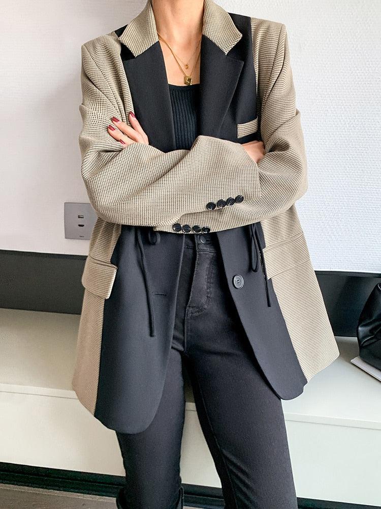 Quick Outfits, Modest Fashion Outfits Ideas Dark Academia Double Color Blazer Quick Outfits, Modest Fashion Outfits Ideas Dark Academia Double Color Blazer