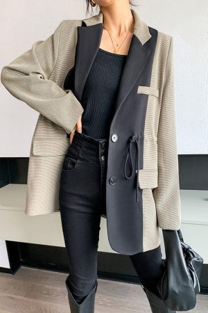 Quick Outfits, Modest Fashion Outfits Ideas Dark Academia Double Color Blazer