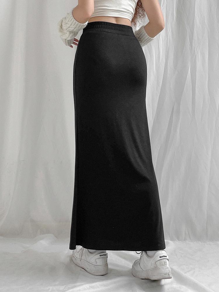Quick Outfits, Modest Fashion Outfits Ideas Dark Academia Drawstring Maxi Skirt Quick Outfits, Modest Fashion Outfits Ideas Dark Academia Drawstring Maxi Skirt