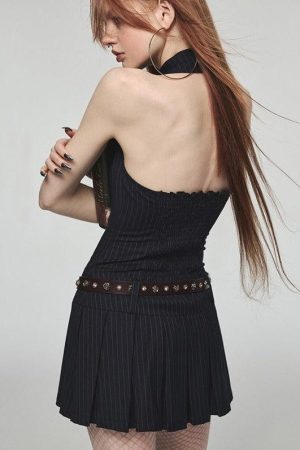 Quick Outfits, Modest Fashion Outfits Ideas Dark Academia Halter Mini Dress