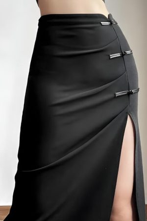 Quick Outfits, Modest Fashion Outfits Ideas Dark Academia High Split Midi Pencil Skirt