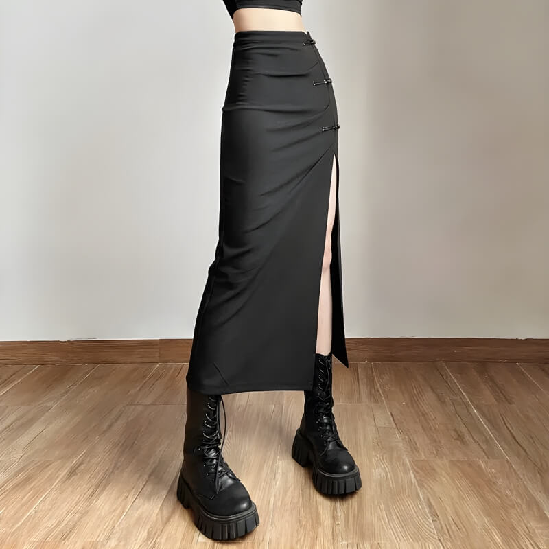 Quick Outfits, Modest Fashion Outfits Ideas Dark Academia High Split Midi Pencil Skirt Quick Outfits, Modest Fashion Outfits Ideas Dark Academia High Split Midi Pencil Skirt