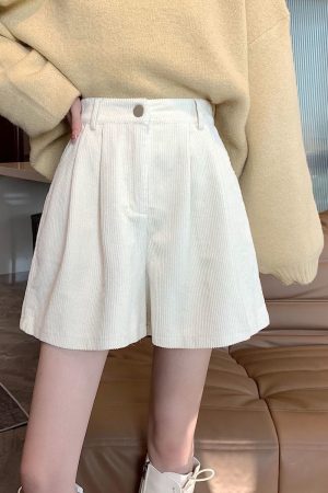 Quick Outfits, Modest Fashion Outfits Ideas Dark Academia High Waist Corduroy Shorts