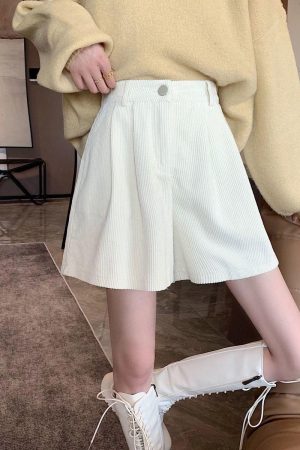 Quick Outfits, Modest Fashion Outfits Ideas Dark Academia High Waist Corduroy Shorts