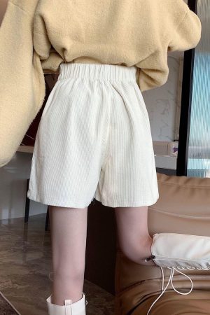 Quick Outfits, Modest Fashion Outfits Ideas Dark Academia High Waist Corduroy Shorts