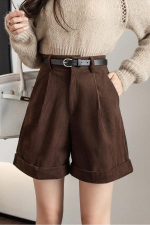 Quick Outfits, Modest Fashion Outfits Ideas Dark Academia High Waist Shorts