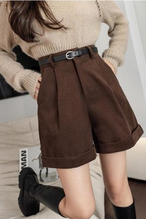 Quick Outfits, Modest Fashion Outfits Ideas Dark Academia High Waist Shorts