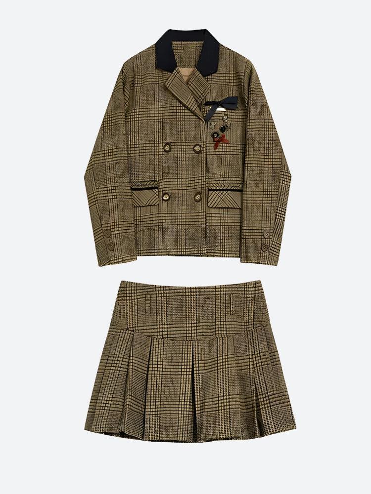 Quick Outfits, Modest Fashion Outfits Ideas Dark Academia Plaid Two Piece Set Quick Outfits, Modest Fashion Outfits Ideas Dark Academia Plaid Two Piece Set