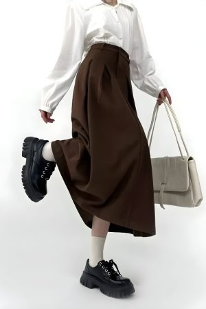 Quick Outfits, Modest Fashion Outfits Ideas Dark Academia Pleated Midi Skirt