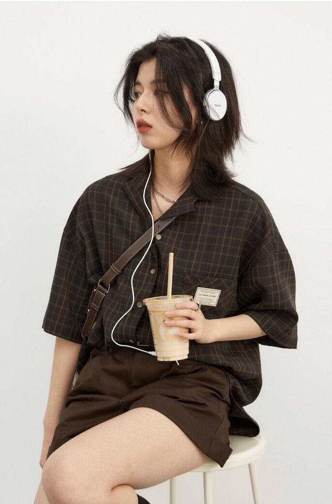 Quick Outfits, Modest Fashion Outfits Ideas Dark Academia V-Neck Plaid Shirt Quick Outfits, Modest Fashion Outfits Ideas Dark Academia V-Neck Plaid Shirt