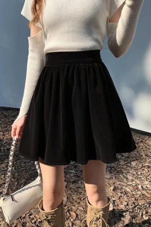 Quick Outfits, Modest Fashion Outfits Ideas Dark Academia Velvet Mini Skirt