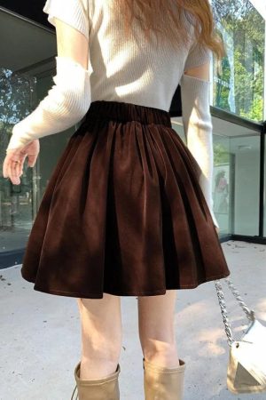 Quick Outfits, Modest Fashion Outfits Ideas Dark Academia Velvet Mini Skirt