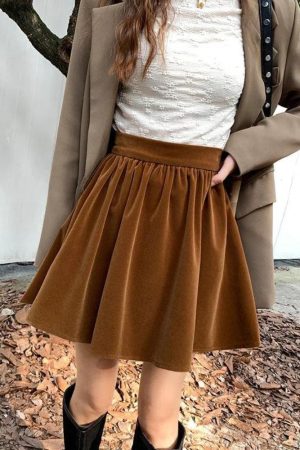 Quick Outfits, Modest Fashion Outfits Ideas Dark Academia Velvet Mini Skirt