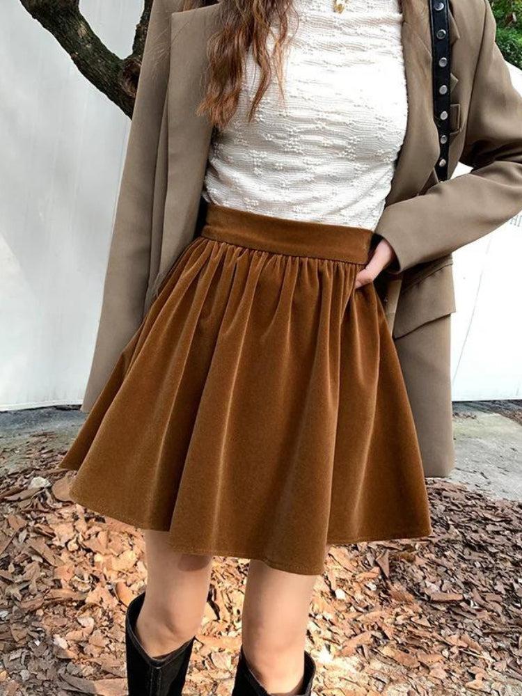 Quick Outfits, Modest Fashion Outfits Ideas Dark Academia Velvet Mini Skirt Quick Outfits, Modest Fashion Outfits Ideas Dark Academia Velvet Mini Skirt
