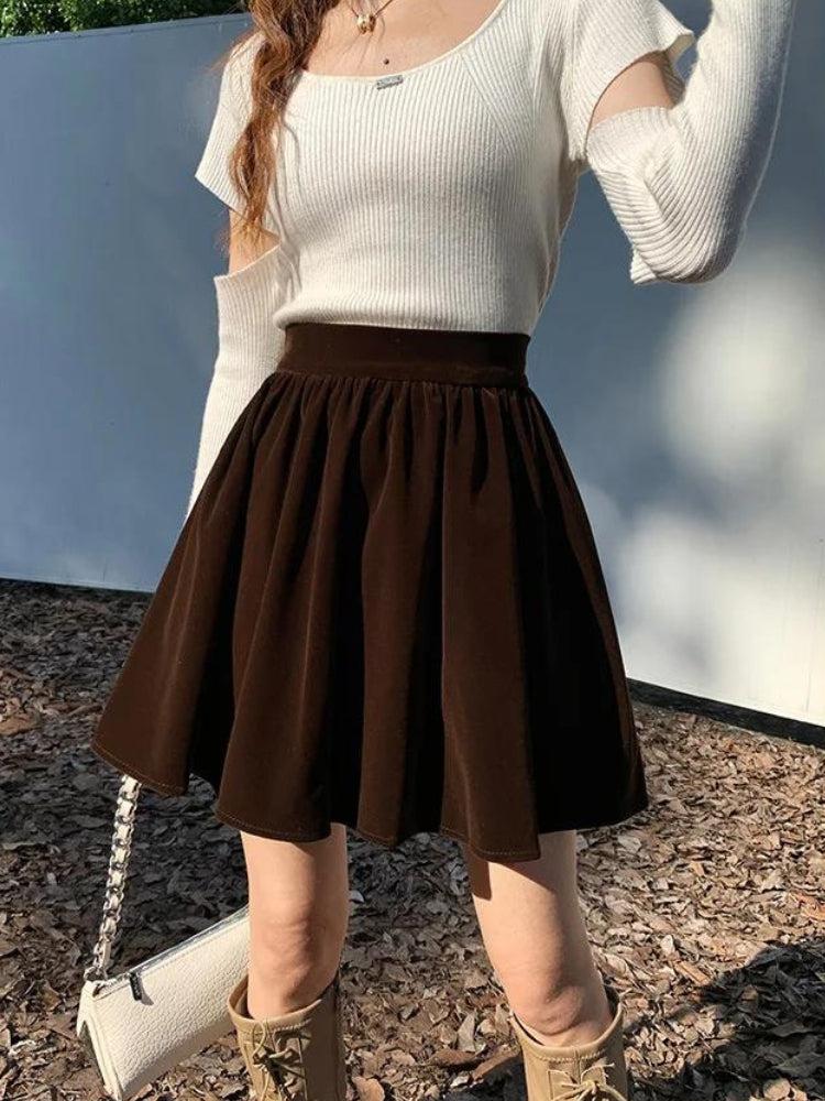 Quick Outfits, Modest Fashion Outfits Ideas Dark Academia Velvet Mini Skirt Quick Outfits, Modest Fashion Outfits Ideas Dark Academia Velvet Mini Skirt
