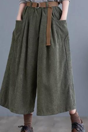 Quick Outfits, Modest Fashion Outfits Ideas Dark Academia Wide Leg Corduroy Pants
