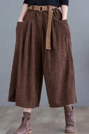 Quick Outfits, Modest Fashion Outfits Ideas Dark Academia Wide Leg Corduroy Pants