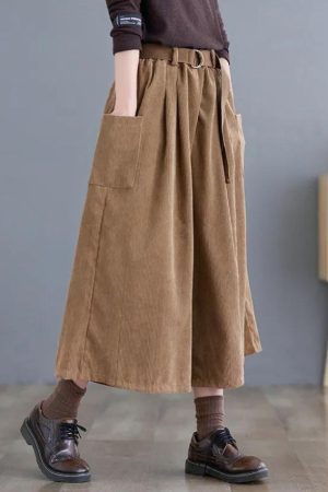 Quick Outfits, Modest Fashion Outfits Ideas Dark Academia Wide Leg Corduroy Pants
