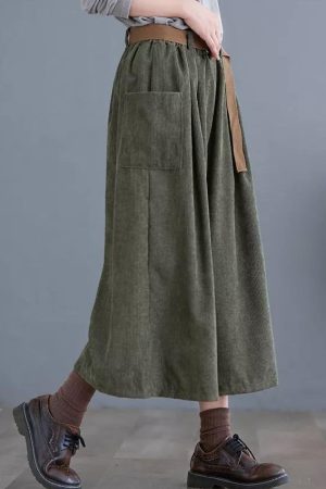 Quick Outfits, Modest Fashion Outfits Ideas Dark Academia Wide Leg Corduroy Pants