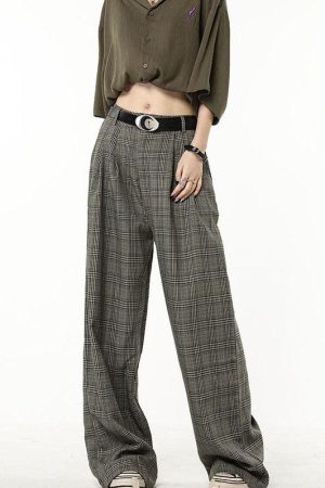 Quick Outfits, Modest Fashion Outfits Ideas Dark Academia Wide Leg Plaid Pants