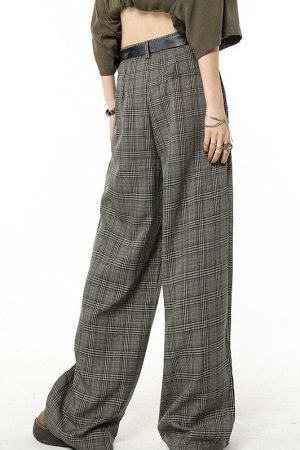 Quick Outfits, Modest Fashion Outfits Ideas Dark Academia Wide Leg Plaid Pants