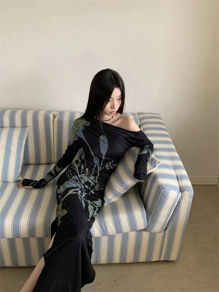 Quick Outfits, Modest Fashion Outfits Ideas Dark Fairy One Shoulder Maxi Dress Quick Outfits, Modest Fashion Outfits Ideas Dark Fairy One Shoulder Maxi Dress