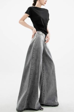 Quick Outfits, Modest Fashion Outfits Ideas Dark Wash Super Wide Leg Jeans