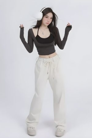 Quick Outfits, Modest Fashion Outfits Ideas Deep Scoop Neck Two Piece Set Top