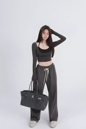 Quick Outfits, Modest Fashion Outfits Ideas Deep Scoop Neck Two Piece Set Top