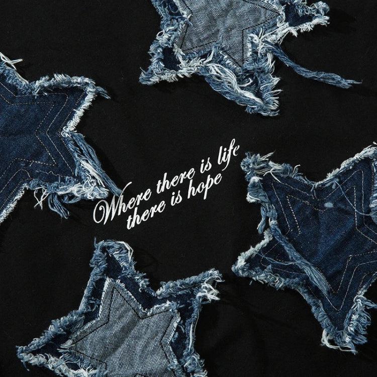 Quick Outfits, Modest Fashion Outfits Ideas Denim Star Patchwork Tee Quick Outfits, Modest Fashion Outfits Ideas Denim Star Patchwork Tee