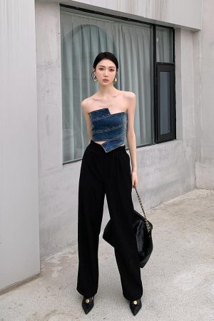 Quick Outfits, Modest Fashion Outfits Ideas Denim Tube Top