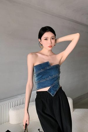 Quick Outfits, Modest Fashion Outfits Ideas Denim Tube Top