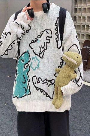 Quick Outfits, Modest Fashion Outfits Ideas Dinosaur Knitted Sweater