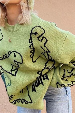 Quick Outfits, Modest Fashion Outfits Ideas Dinosaur Knitted Sweater