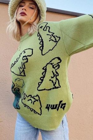 Quick Outfits, Modest Fashion Outfits Ideas Dinosaur Knitted Sweater
