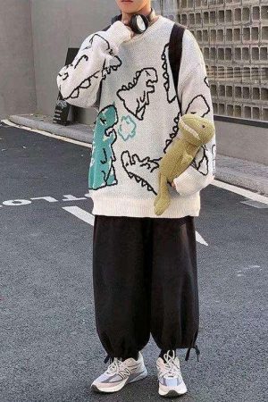 Quick Outfits, Modest Fashion Outfits Ideas Dinosaur Knitted Sweater