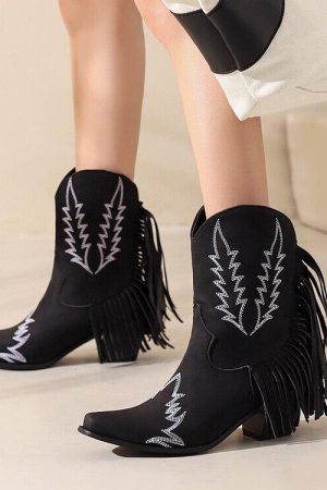 Quick Outfits, Modest Fashion Outfits Ideas Disco Cowgirl Fringe Ankle Boots